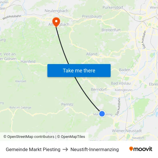 Gemeinde Markt Piesting to Neustift-Innermanzing map