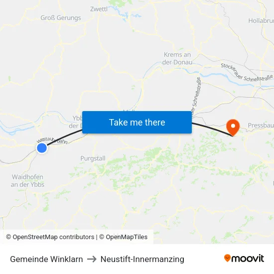Gemeinde Winklarn to Neustift-Innermanzing map