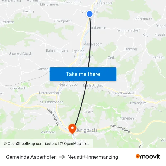 Gemeinde Asperhofen to Neustift-Innermanzing map