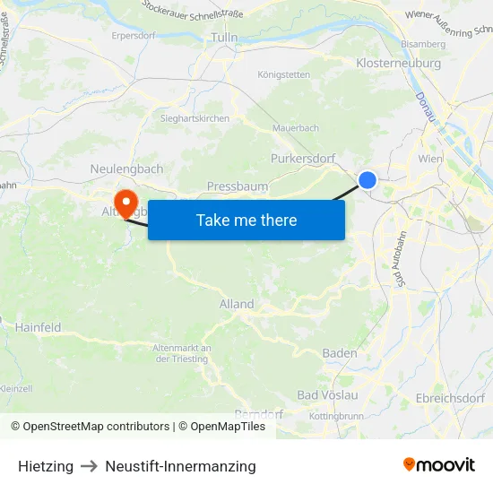 Hietzing to Neustift-Innermanzing map