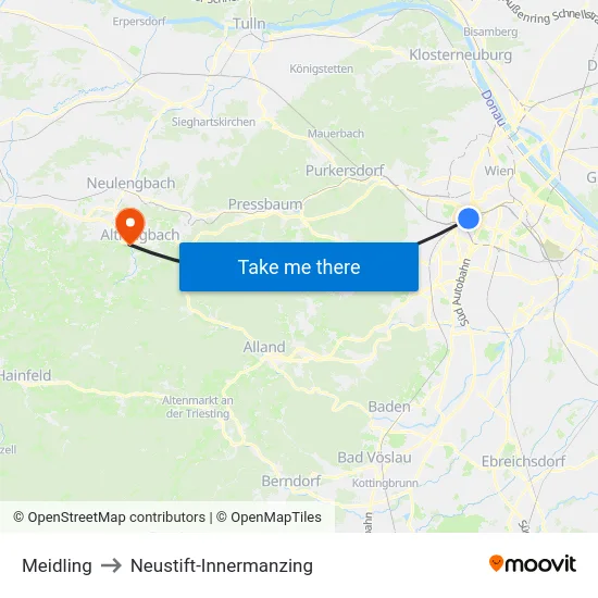 Meidling to Neustift-Innermanzing map
