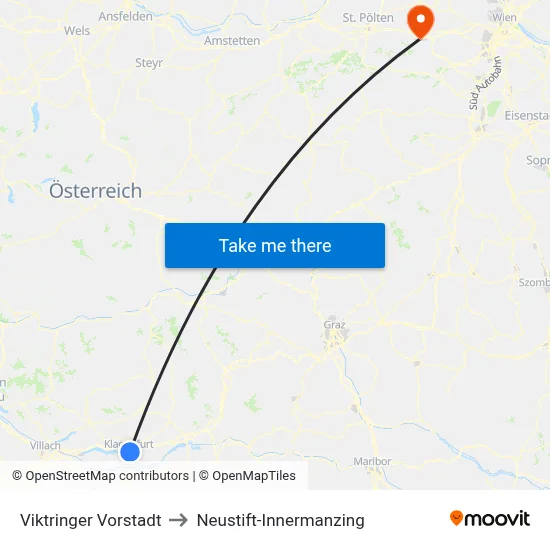 Viktringer Vorstadt to Neustift-Innermanzing map