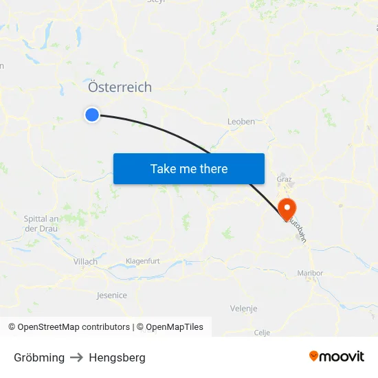 Gröbming to Hengsberg map