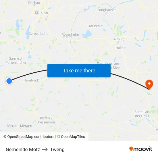 Gemeinde Mötz to Tweng map