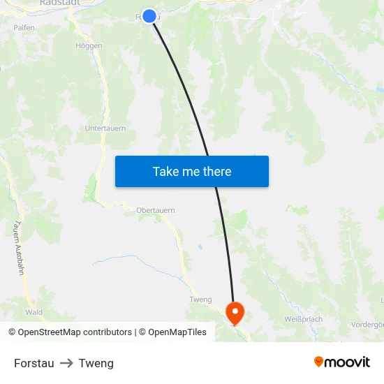 Forstau to Tweng map