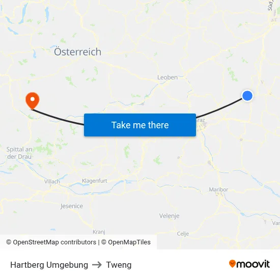 Hartberg Umgebung to Tweng map