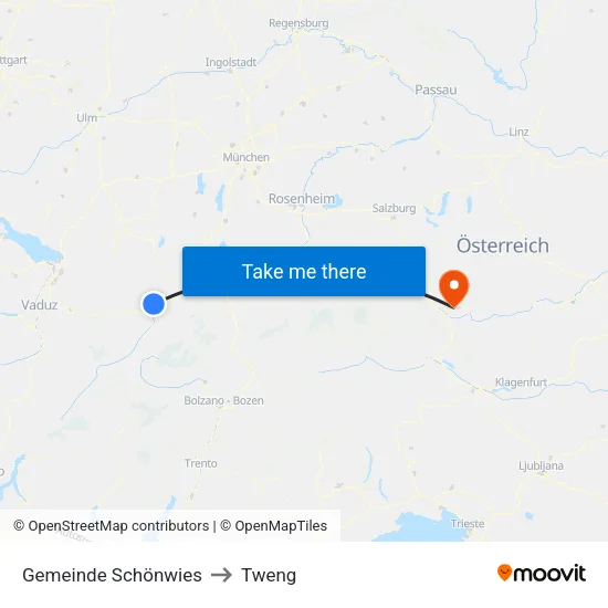 Gemeinde Schönwies to Tweng map