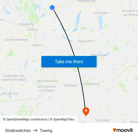Straßwalchen to Tweng map