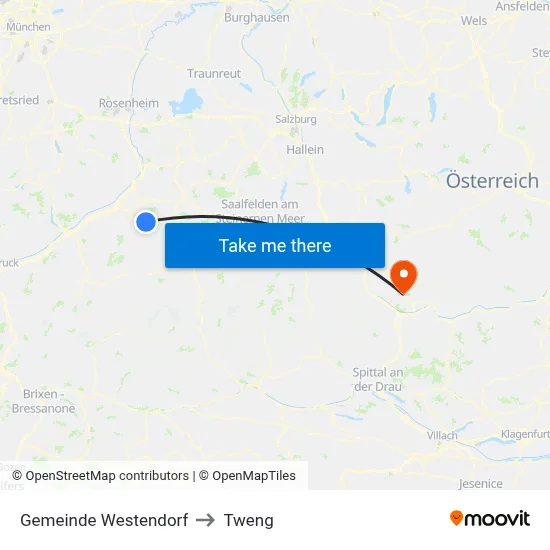 Gemeinde Westendorf to Tweng map