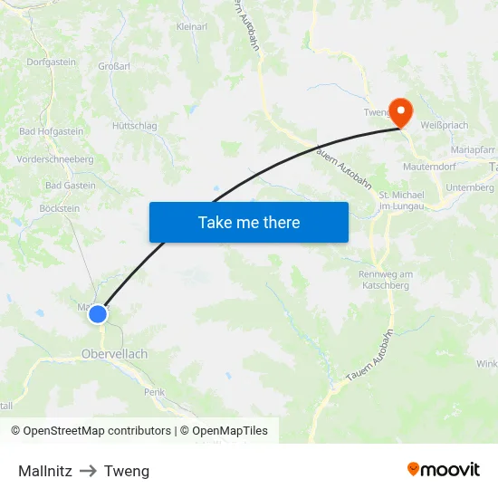 Mallnitz to Tweng map