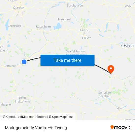 Marktgemeinde Vomp to Tweng map