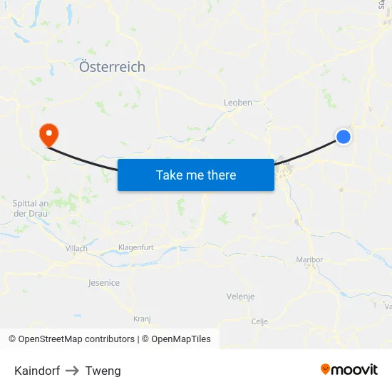 Kaindorf to Tweng map
