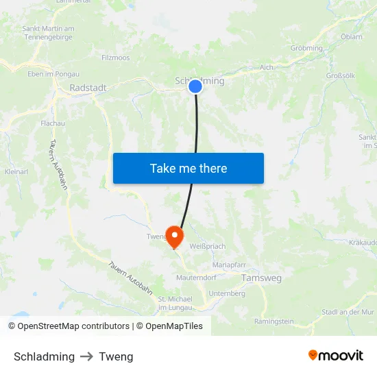 Schladming to Tweng map