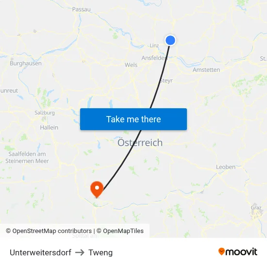 Unterweitersdorf to Tweng map