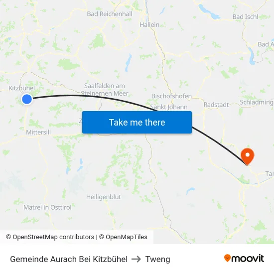 Gemeinde Aurach Bei Kitzbühel to Tweng map