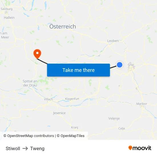 Stiwoll to Tweng map