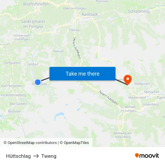 Hüttschlag to Tweng map