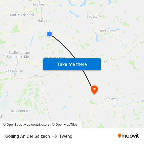Golling An Der Salzach to Tweng map