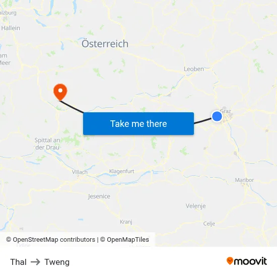 Thal to Tweng map