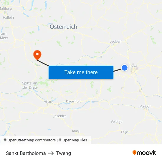 Sankt Bartholomä to Tweng map