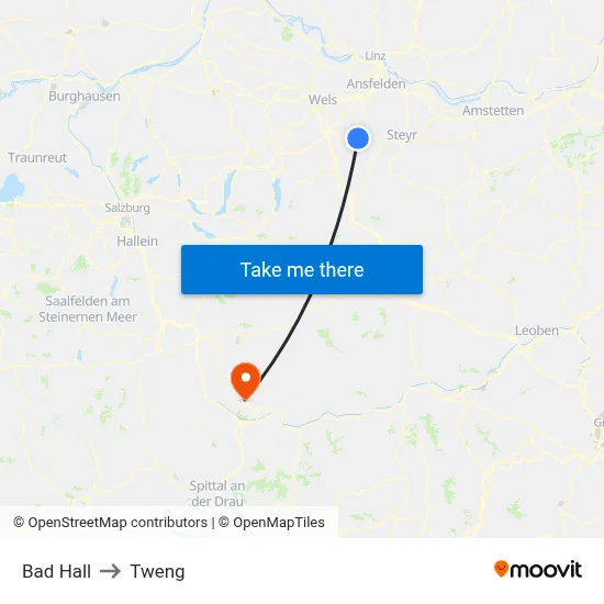 Bad Hall to Tweng map