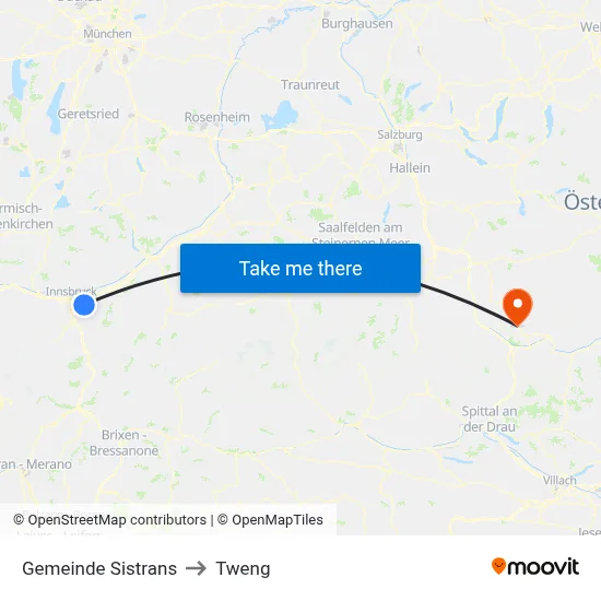 Gemeinde Sistrans to Tweng map