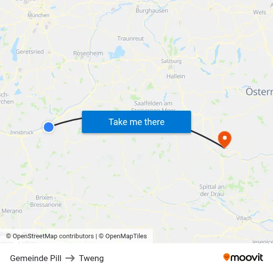 Gemeinde Pill to Tweng map