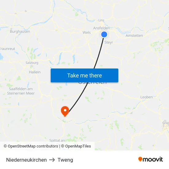 Niederneukirchen to Tweng map