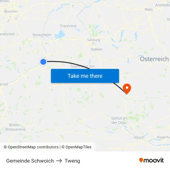 Gemeinde Schwoich to Tweng map
