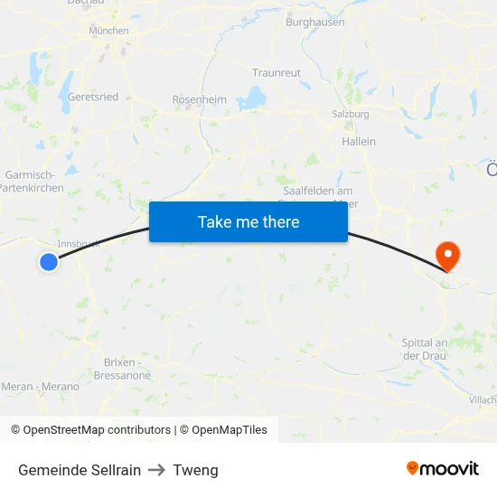 Gemeinde Sellrain to Tweng map