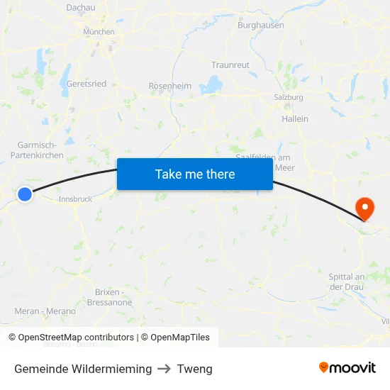 Gemeinde Wildermieming to Tweng map