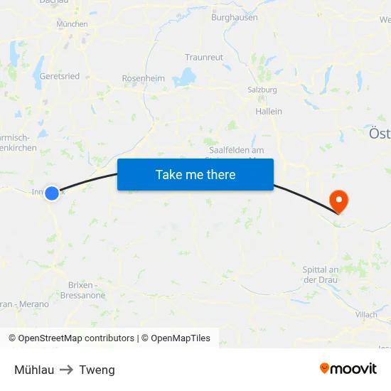 Mühlau to Tweng map