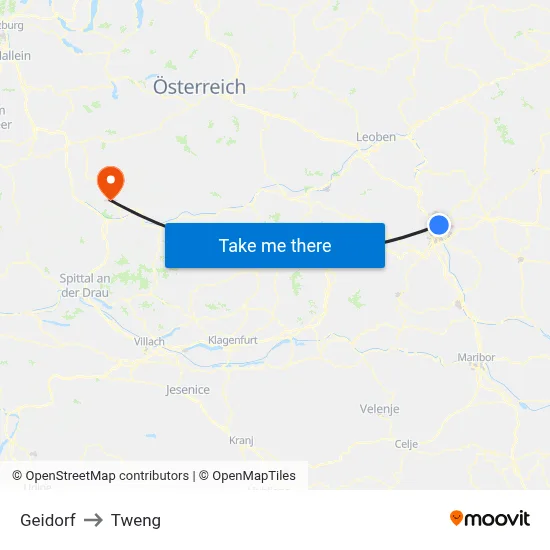 Geidorf to Tweng map