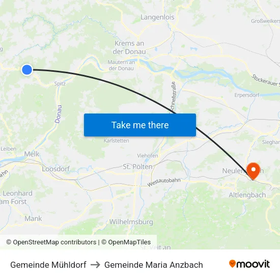 Gemeinde Mühldorf to Gemeinde Maria Anzbach map
