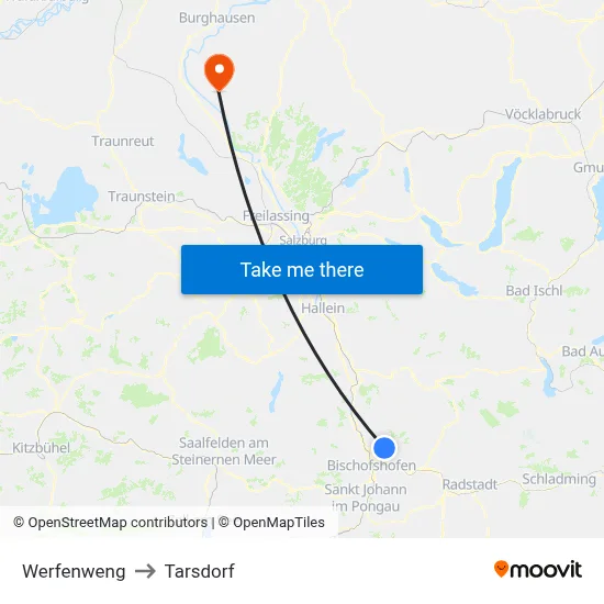 Werfenweng to Tarsdorf map