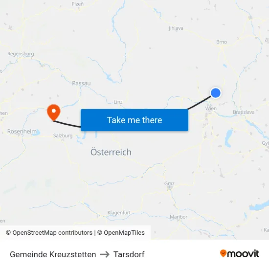Gemeinde Kreuzstetten to Tarsdorf map