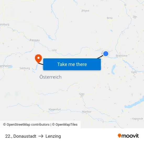 22., Donaustadt to Lenzing map
