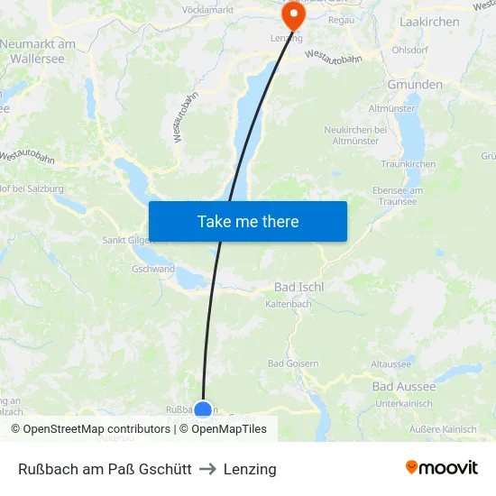 Rußbach am Paß Gschütt to Lenzing map