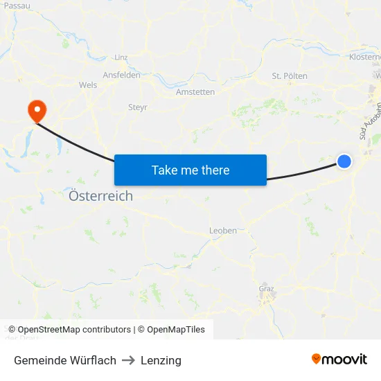 Gemeinde Würflach to Lenzing map