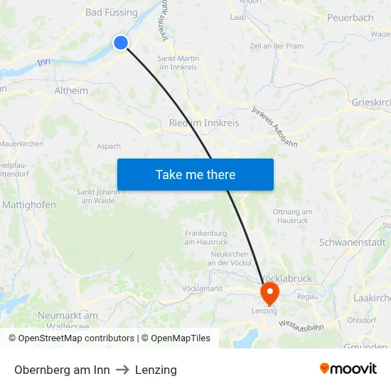 Obernberg am Inn to Lenzing map