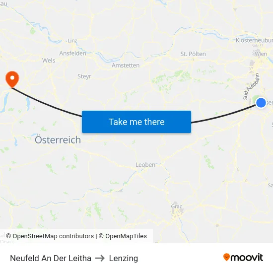 Neufeld An Der Leitha to Lenzing map