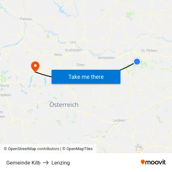 Gemeinde Kilb to Lenzing map
