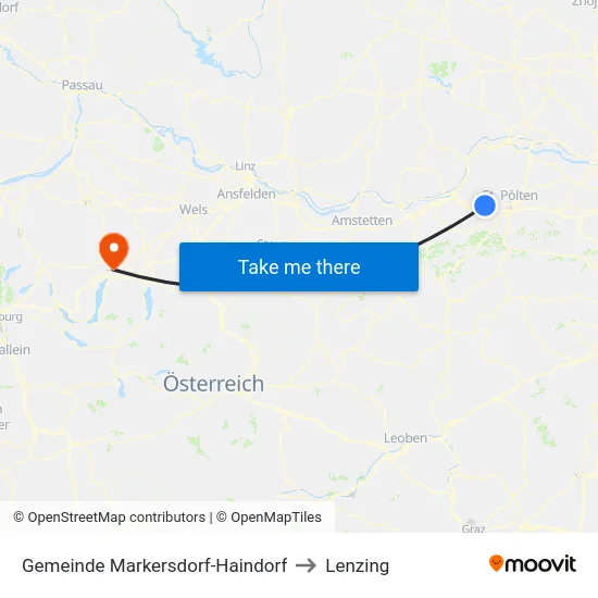 Gemeinde Markersdorf-Haindorf to Lenzing map