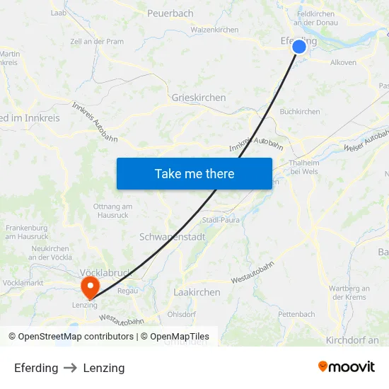 Eferding to Lenzing map