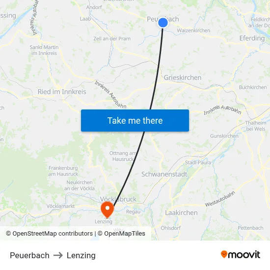 Peuerbach to Lenzing map