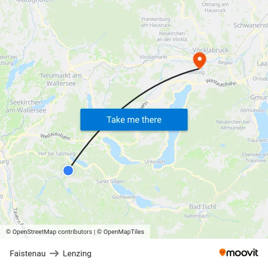Faistenau to Lenzing map