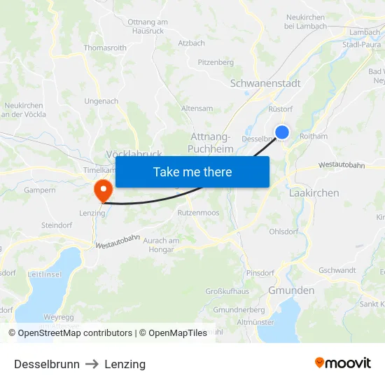Desselbrunn to Lenzing map