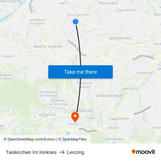 Taiskirchen Im Innkreis to Lenzing map