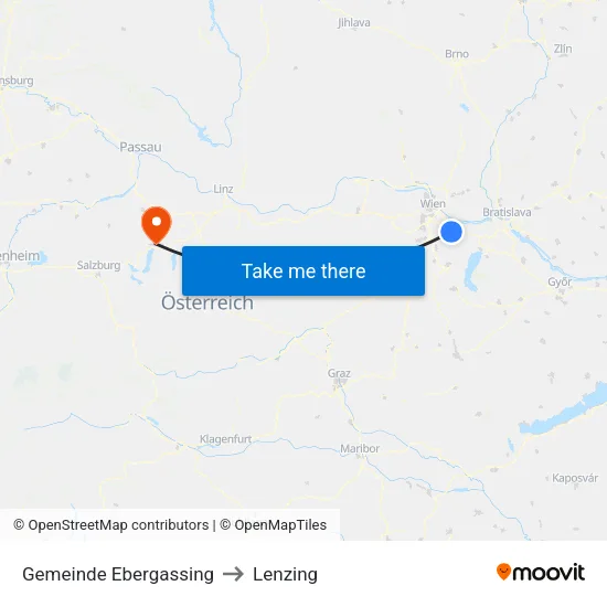 Gemeinde Ebergassing to Lenzing map