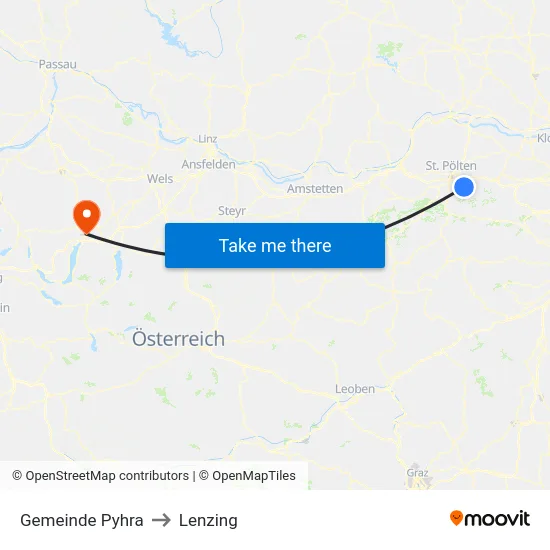 Gemeinde Pyhra to Lenzing map
